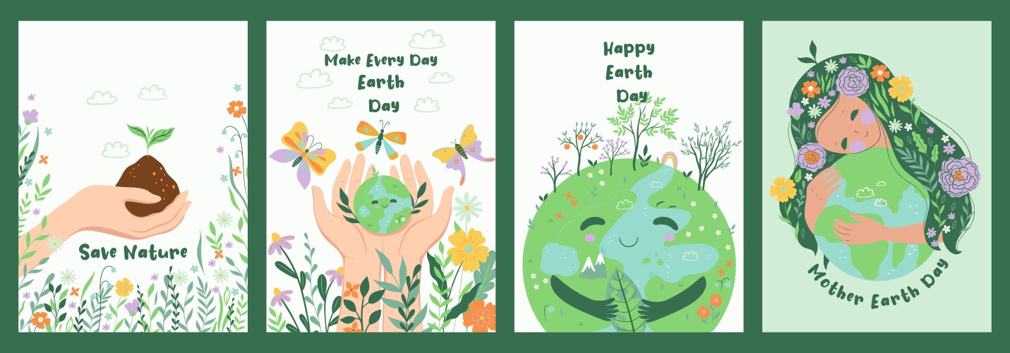 Earth Day Celebration Postcard Set Vector Image
