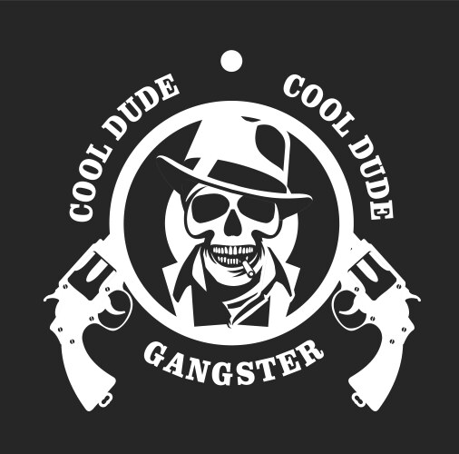 Gangster Skull with Colts Vector Image