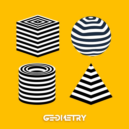 optical illusion geometric figures on yellow vector image