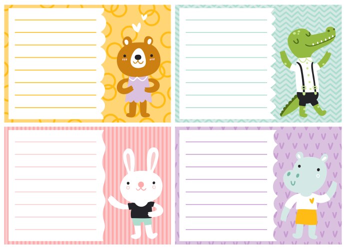 Notebook covers design with funny kids Royalty Free Vector