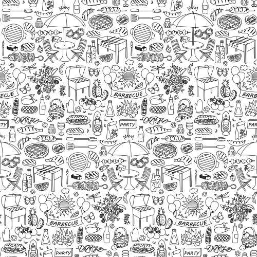 Barbecue Party Doodle Pattern Vector Image