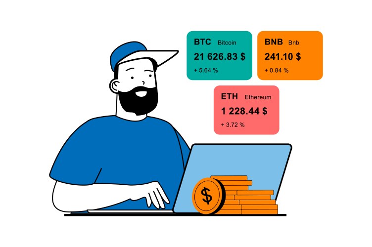 stock trading concept with people scene in flat vector