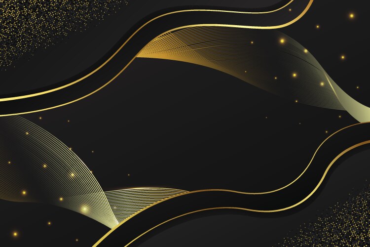 Black luxury background polygon shape with golden Vector Image