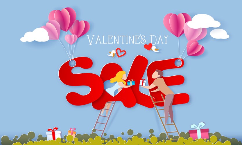 Valentines day card with couple in love heart Vector Image