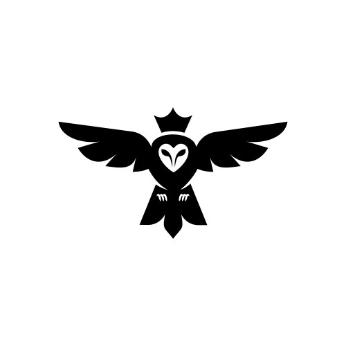 King black barn owl with crown logo icon Vector Image