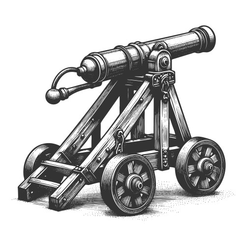 Old cannon on wooden carriage Vector Image