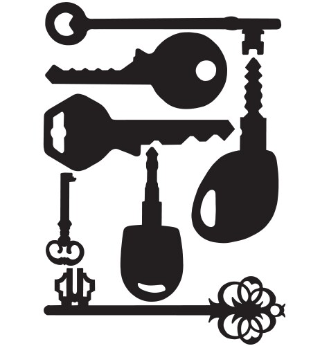 Black keys silhouettes Royalty Free Vector Image