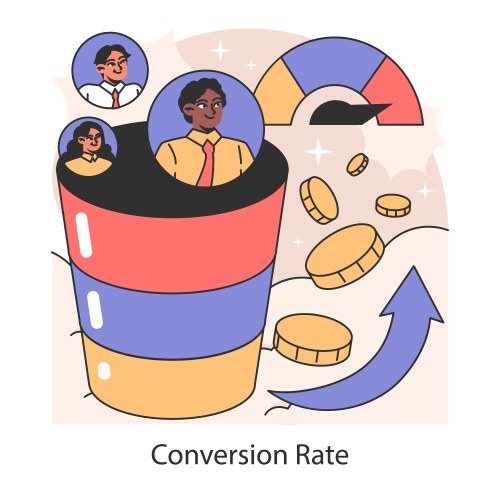 Conversion funnel concept flat Royalty Free Vector Image