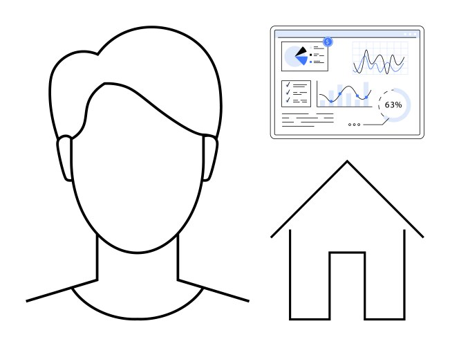User data analysis with graphs on tablet screen vector image