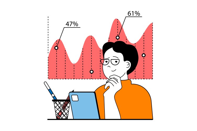 stock trading concept with people scene in flat vector