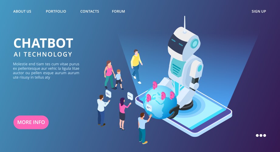 Chatbot landing page artificial intelligence vector image