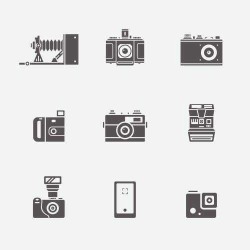 Isolated camera icons in grey shape set vector image