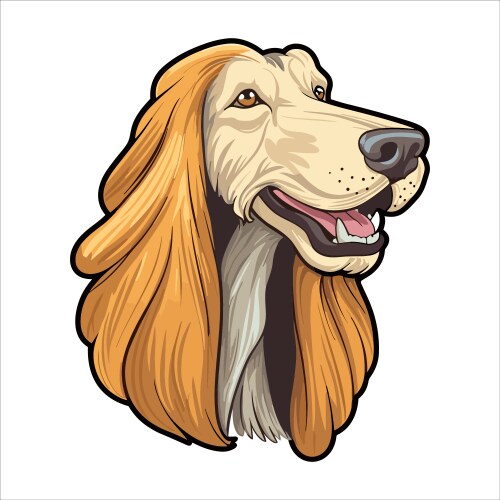 afghan hound dog breed cute cartoon kawaii vector