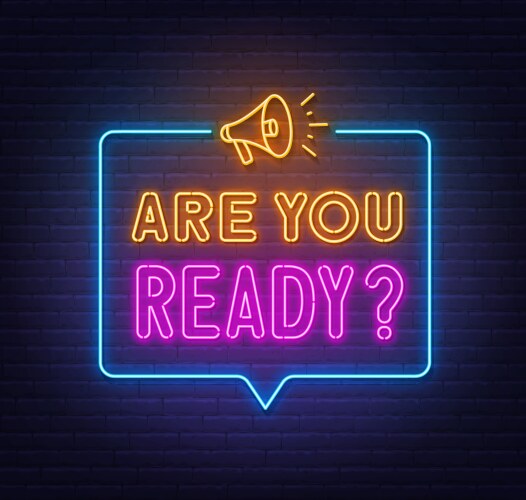 are you ready neon sign in speech bubble vector image