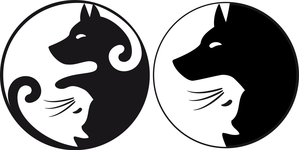 Yin Yang Cat and Dog Symbol Vector Image