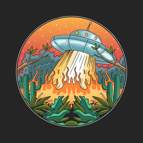 Alien spacecraft against our planet Vector Image