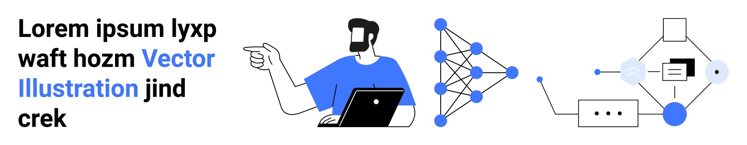 Data scientist analyzing neural network model vector image