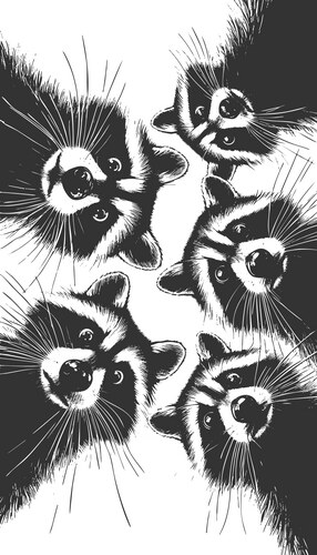 Curious Raccoons - Sketchy Faces Vector Image