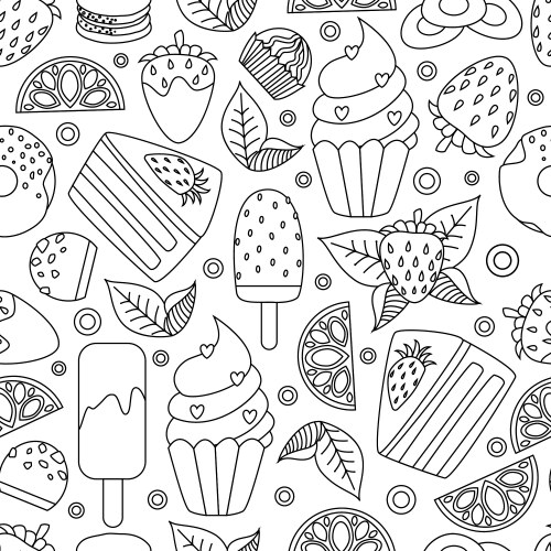 Cute Dessert Coloring Page Vector Image