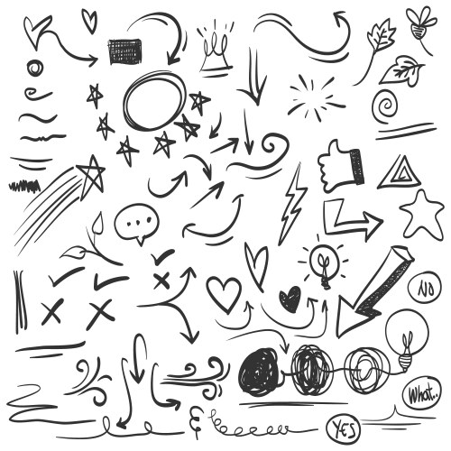 hand drawn set doodle elements for concept design vector image