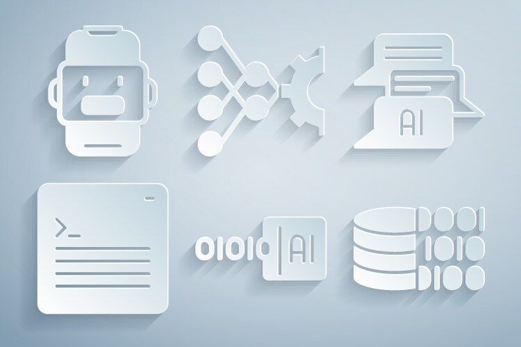 Set binary code chat bot web developer vector image