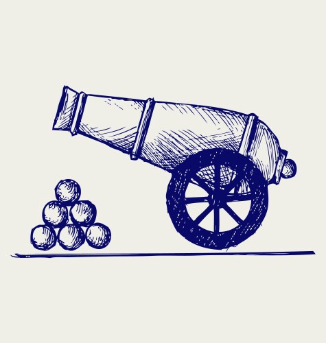Vintage Cannon Doodle Vector Image