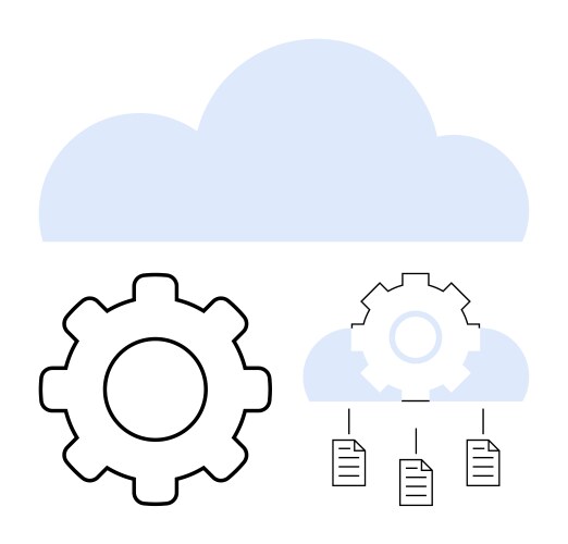 Cloud computing and data synchronization with gear vector image