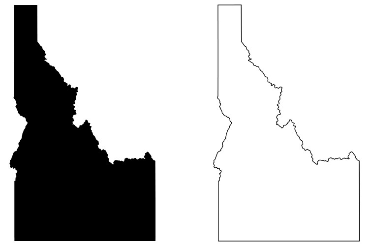 Idaho State Map - Black Silhouette Vector Image