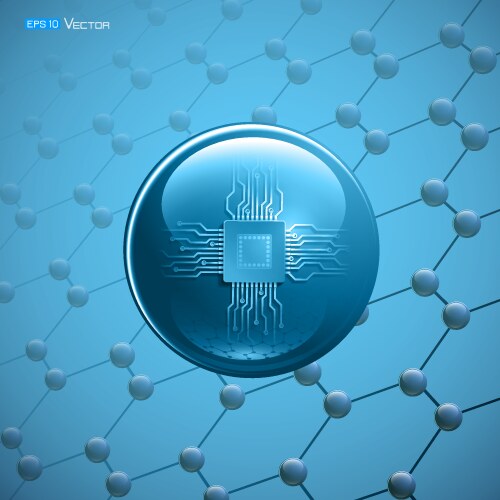 Molecular particle with microchip vector image