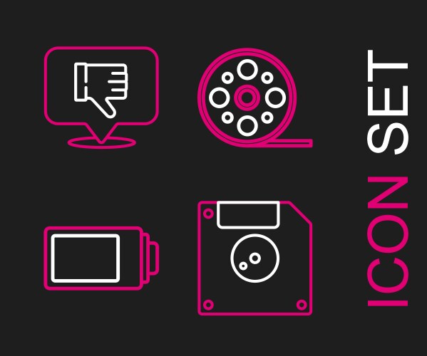 Set line floppy disk for computer data storage vector image