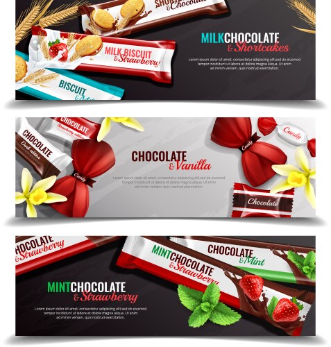Candies packaging realistic set Royalty Free Vector Image