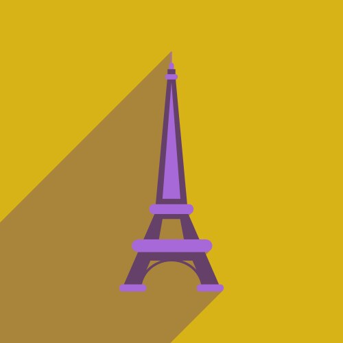 Flat web icon with long shadow eiffel tower vector image