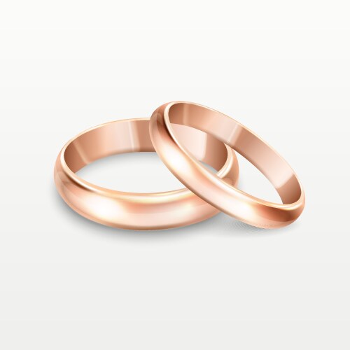 3d realistic gold metal wedding rings vector image