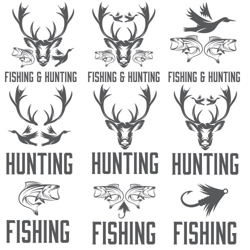 Set of vintage hunting and fishing labels Vector Image