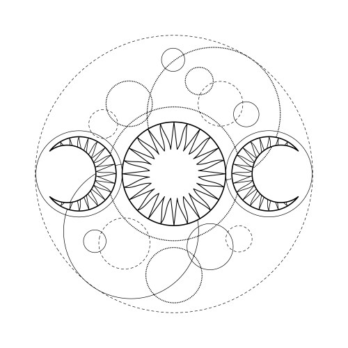 Triple Moon Astral Symbol Vector Image