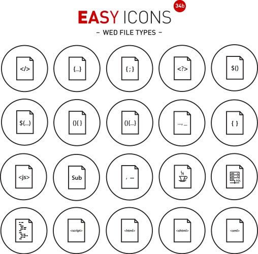 File Type Icons - Web Programming vector image
