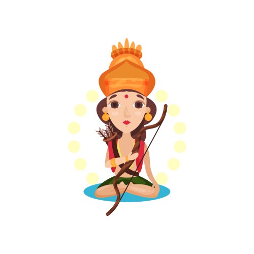 Rama indian god with bow and arrow cartoon Vector Image