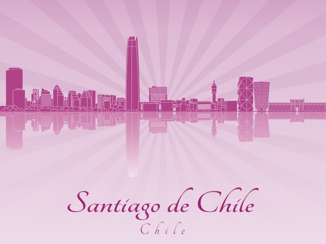 Santiago de Chile Skyline - Purple Radiant Vector Image
