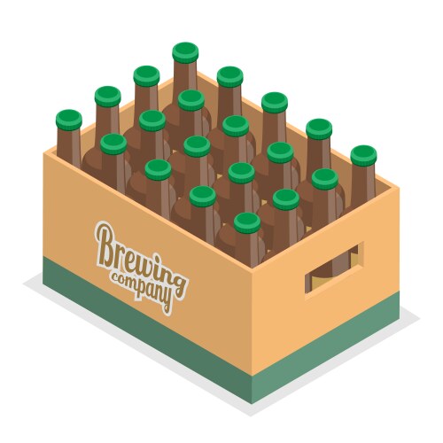 3d isometric flat set of crates with beer vector image