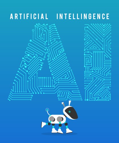 Robot and high tech artificial intelligence vector image