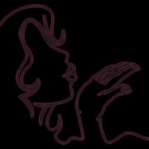 Neon Kiss - Continuous Line Art Vector Image