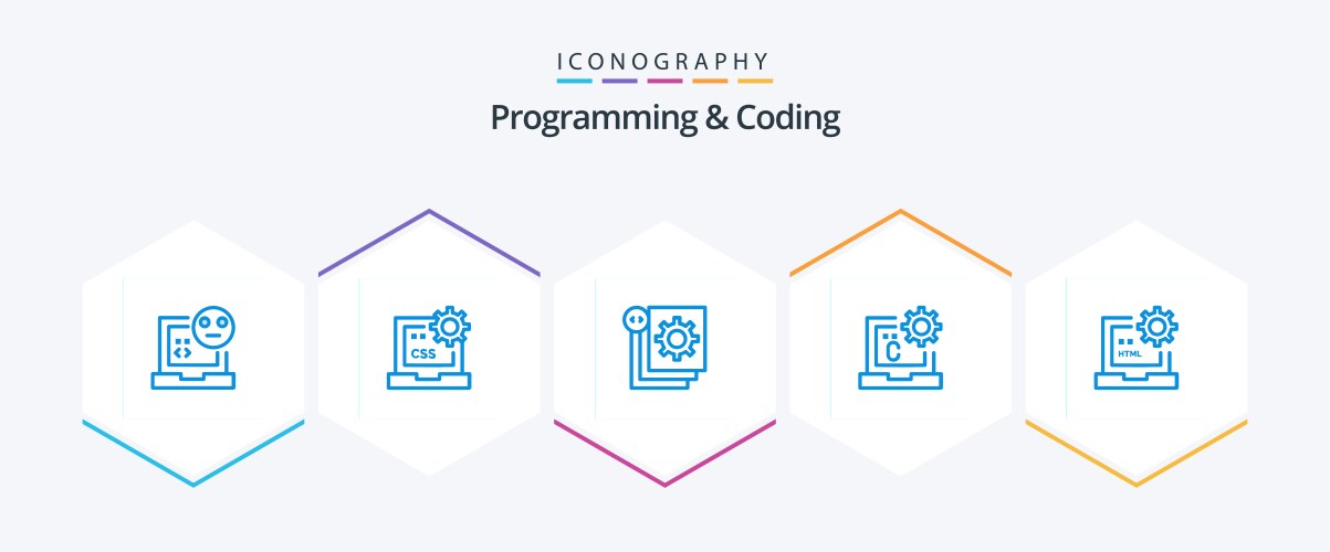 Programming and coding 25 blue icon pack vector image