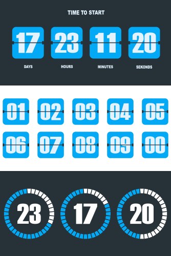 Flip countdown clock counter timer vector image