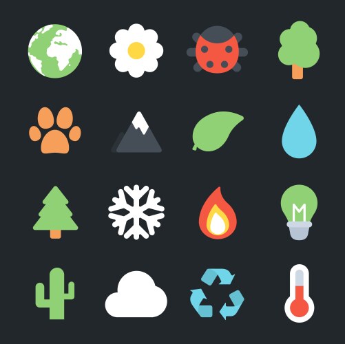 Weather icons set on black background Royalty Free Vector