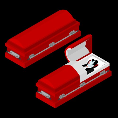 Dracula in coffin vampire count an open hearse vector image
