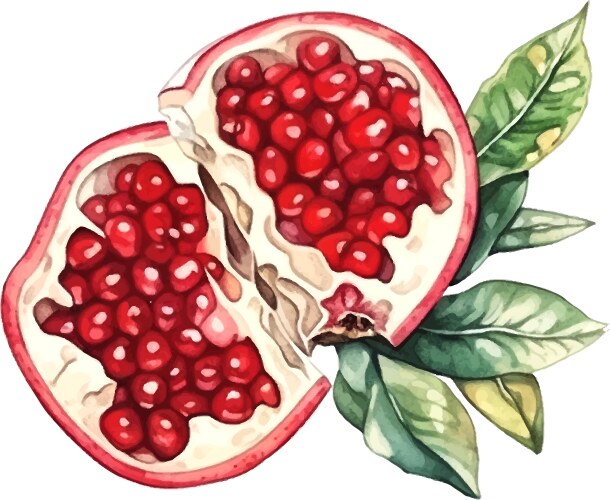 pomegranate watercolor on white background vector