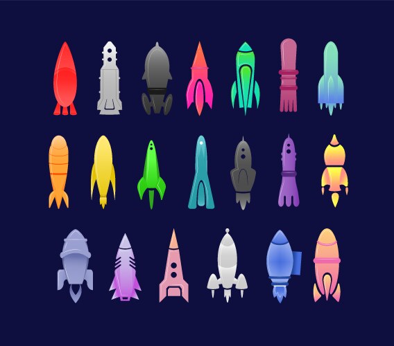 Set of spaceships in different shapes vector image