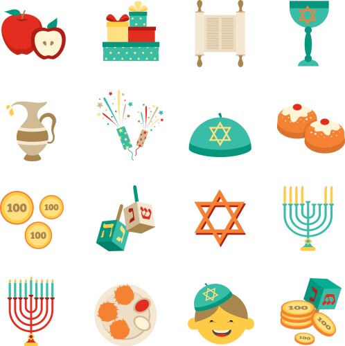 Hanukkah Celebration Icons Vector Image