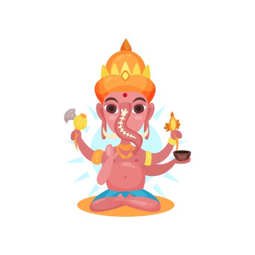 Ganesha indian god of wisdom and wealth cartoon Vector Image