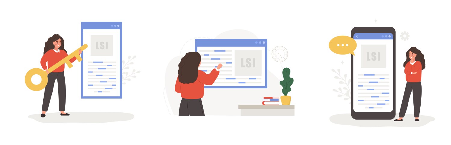 Lsi keyword latent semantic indexing search vektorbild